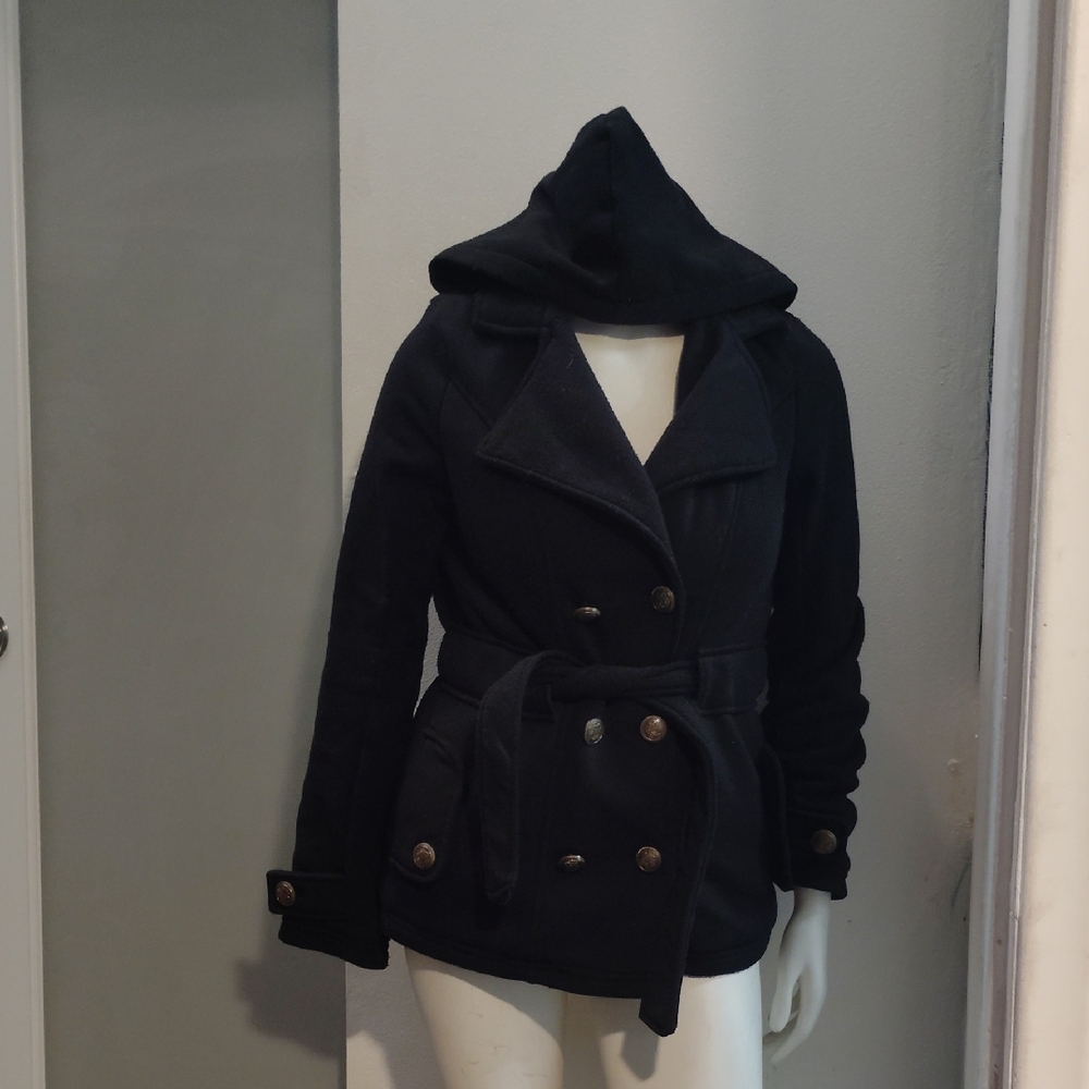 Paper Tee Black Hooded Peacoat